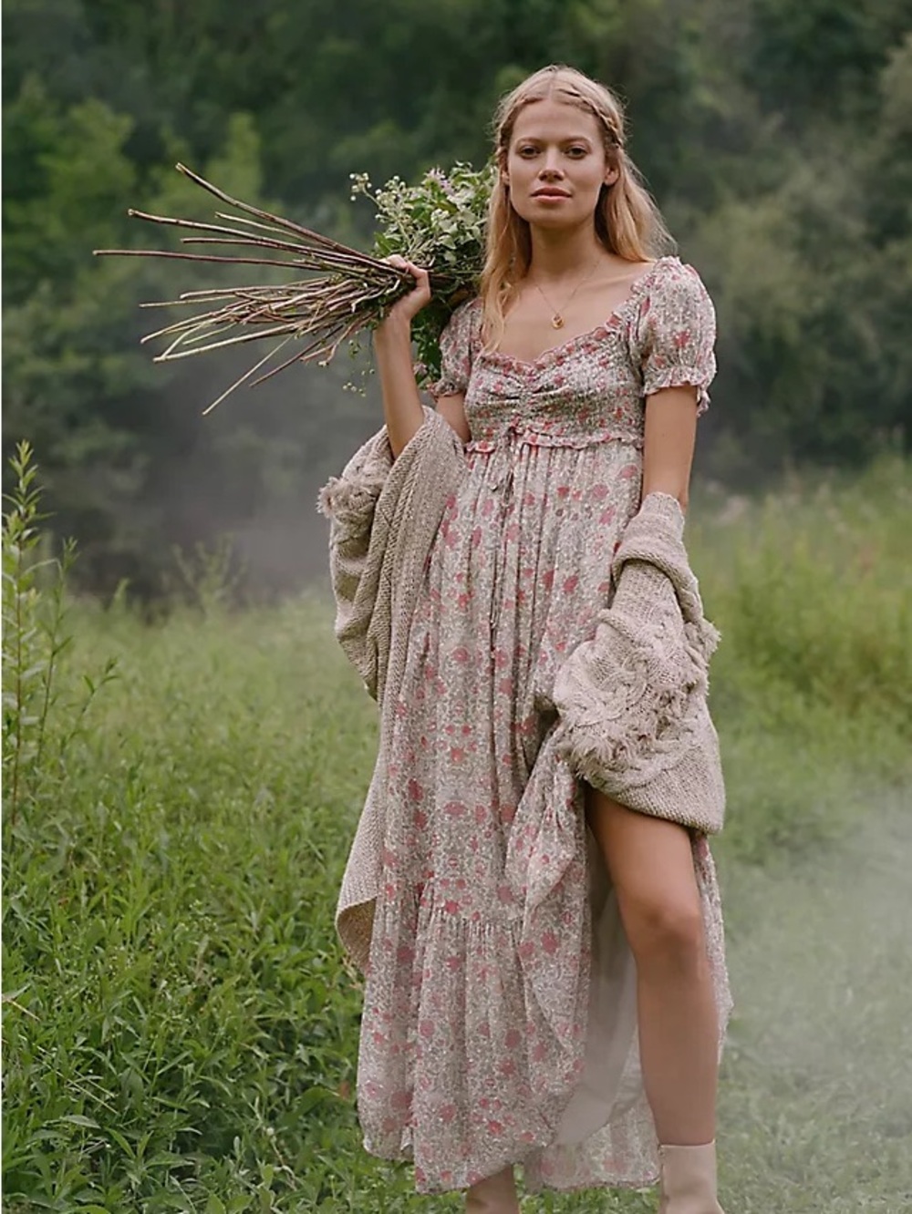Anthropologie Wildflower Tiered Maxi Dress